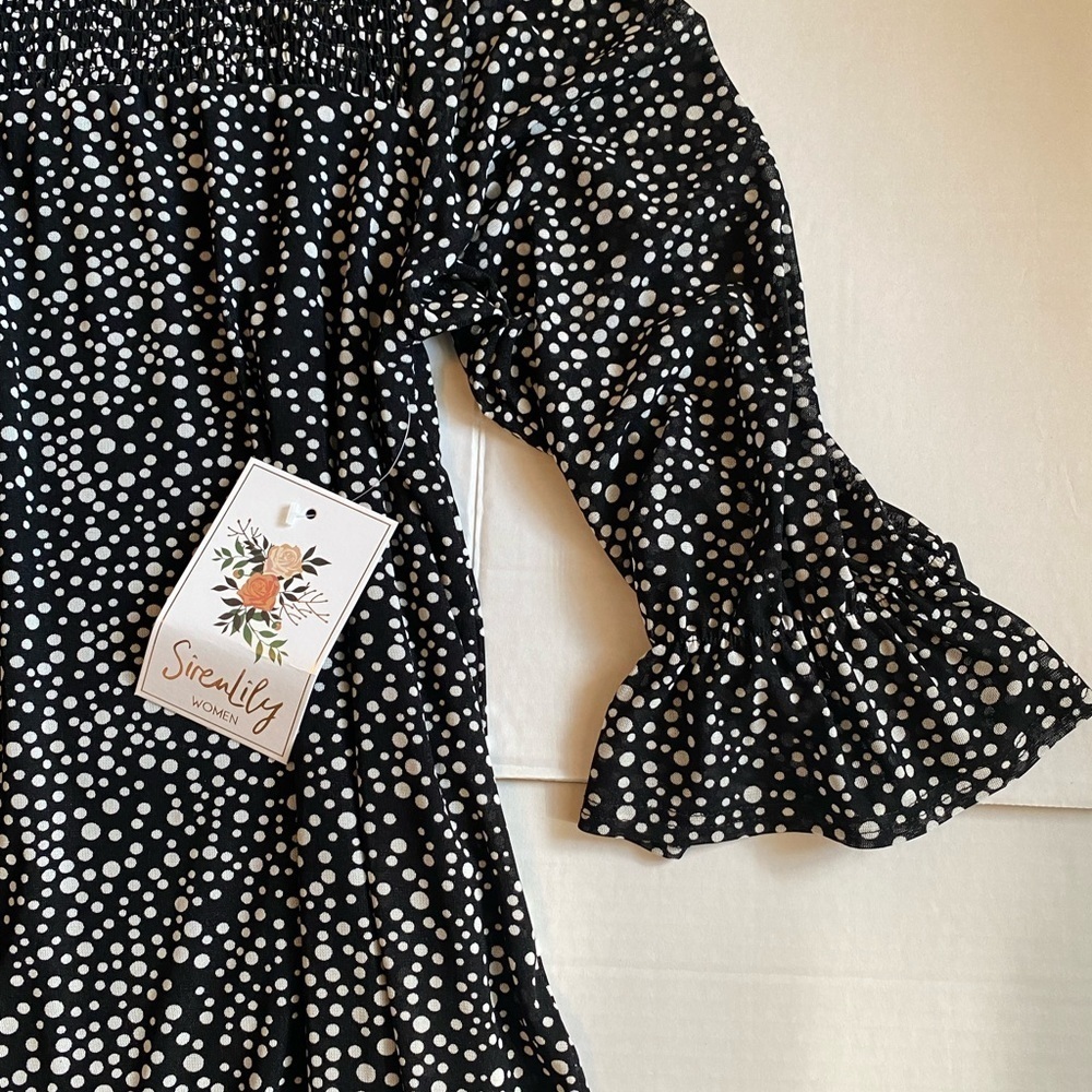 Siren Lily Black & White Polka Dot Stretch Dress. NWT Size 3X Workwear Boho - Picture 4 of 11